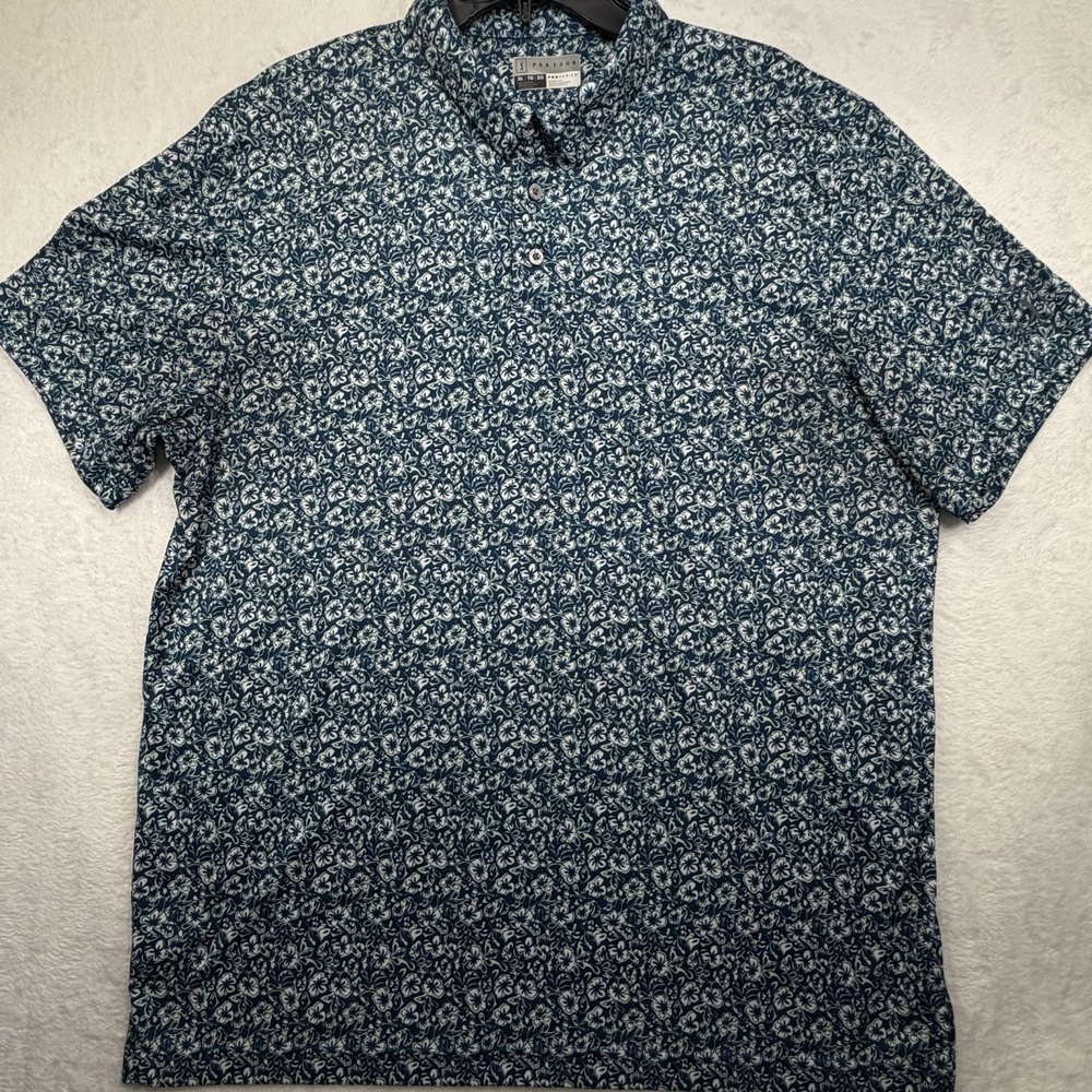 PGA Tour Pro Series Size XL Athletic Fit Short Sleeve Golf Polo Teal Floral